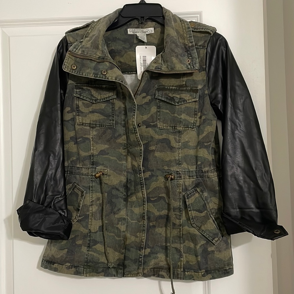 Sans Souci Camo & Faux Leather Jacket